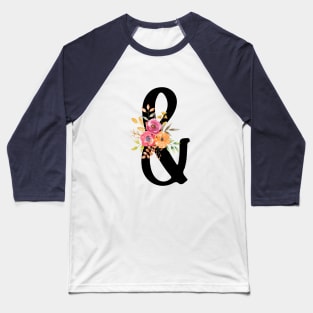 Ampersand "&" With Watercolor Floral Wreath Baseball T-Shirt